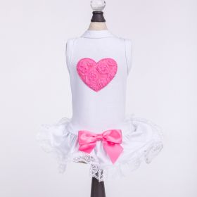 Puff Heart Lace Dog Dress (Color: Hot Pink, Size: LG)