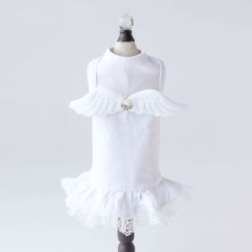 Lil Angel Dog Dress (Color: White, Size: LG)